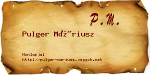 Pulger Máriusz névjegykártya
